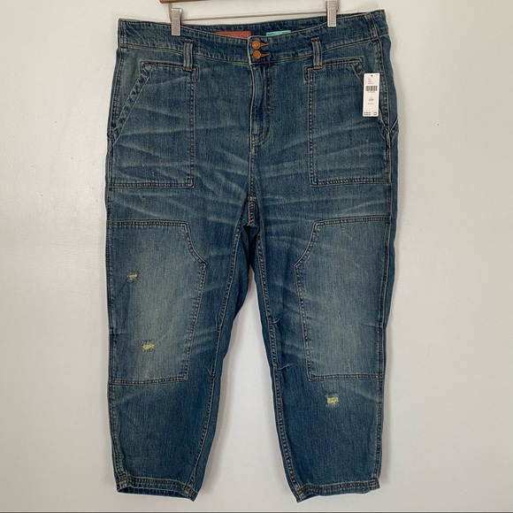 Pilcro The Wanderer Jeans Anthropologie A+ plus size 18w boho patchwork blue - Picture 2 of 12